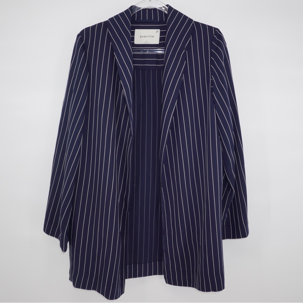 Babaton Kahlo Pinstripe‎ Duster Blazer Navy Small Preppy Academia Coastal